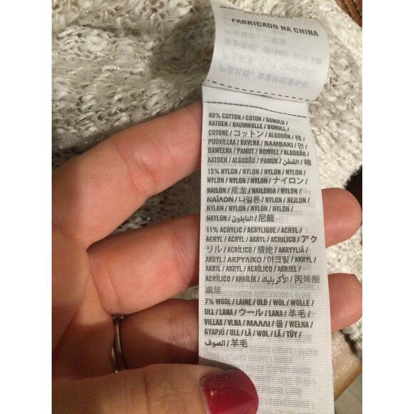 Abercrombie & Fitch sweater womens S camel white heathered cotton boho coastal - Picture 10 of 11